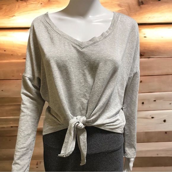 NWT Tresics Front Tie Long Sleeve Top Heather Gray Small - Picture 1 of 3